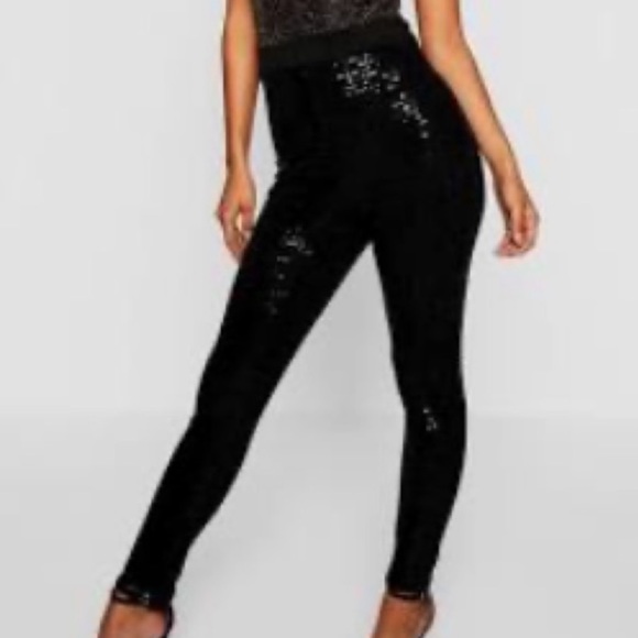NWT Sequin Stretch Pull On Leggings - Picture 2 of 10